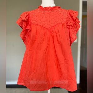 A New Day flutter sleeve eyelet blouse